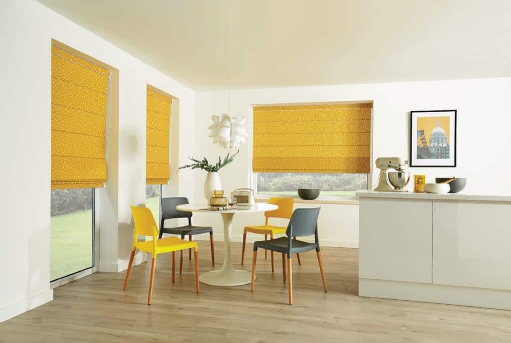 Roman Blinds Glasgow Edinburgh mustard yellow