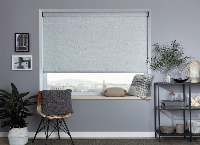 blackout blinds for in contemporary grey bedroom