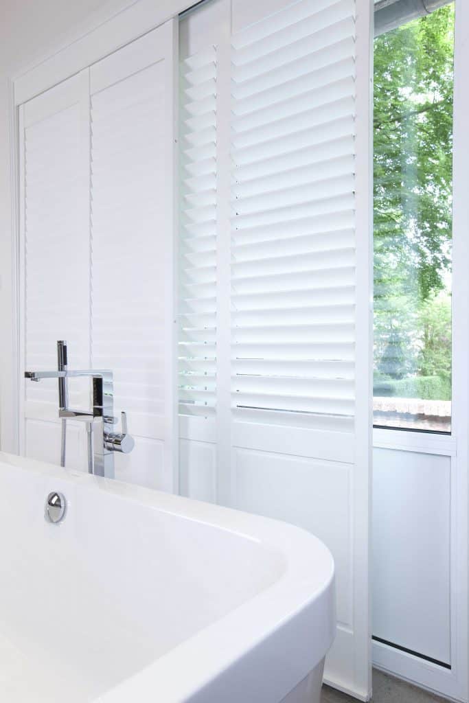 Bathroom sliding shutter blinds