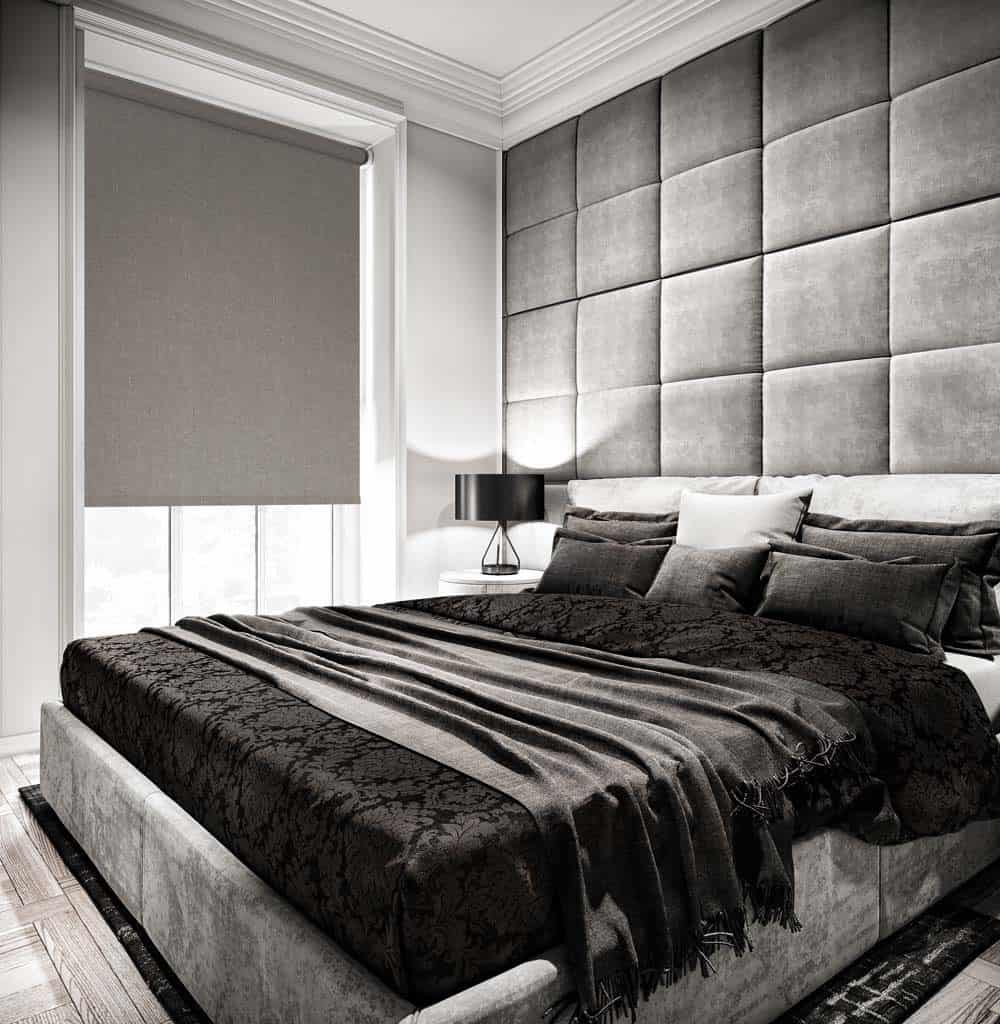 Hanson Dusk Roller Blinds in Bedroom