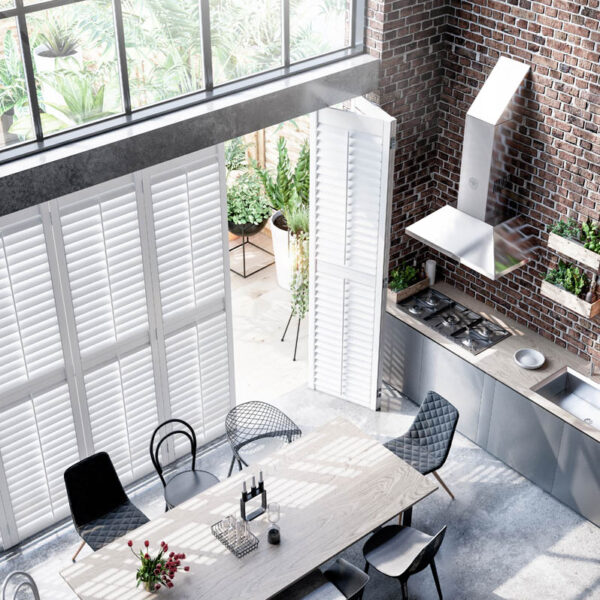 Patio Bi-Fold Tracked Shutter Blinds