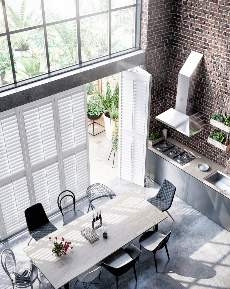 Patio Bi-Fold Tracked Shutter Blinds